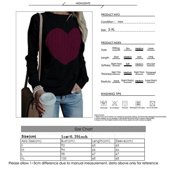 Knit Sweater Color-block Braided Heart Detail - Picture 3 of 5